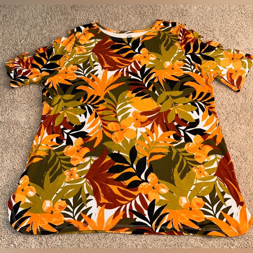 Ruby Rd. Multicolor Floral Top. Size L - Picture 2 of 12